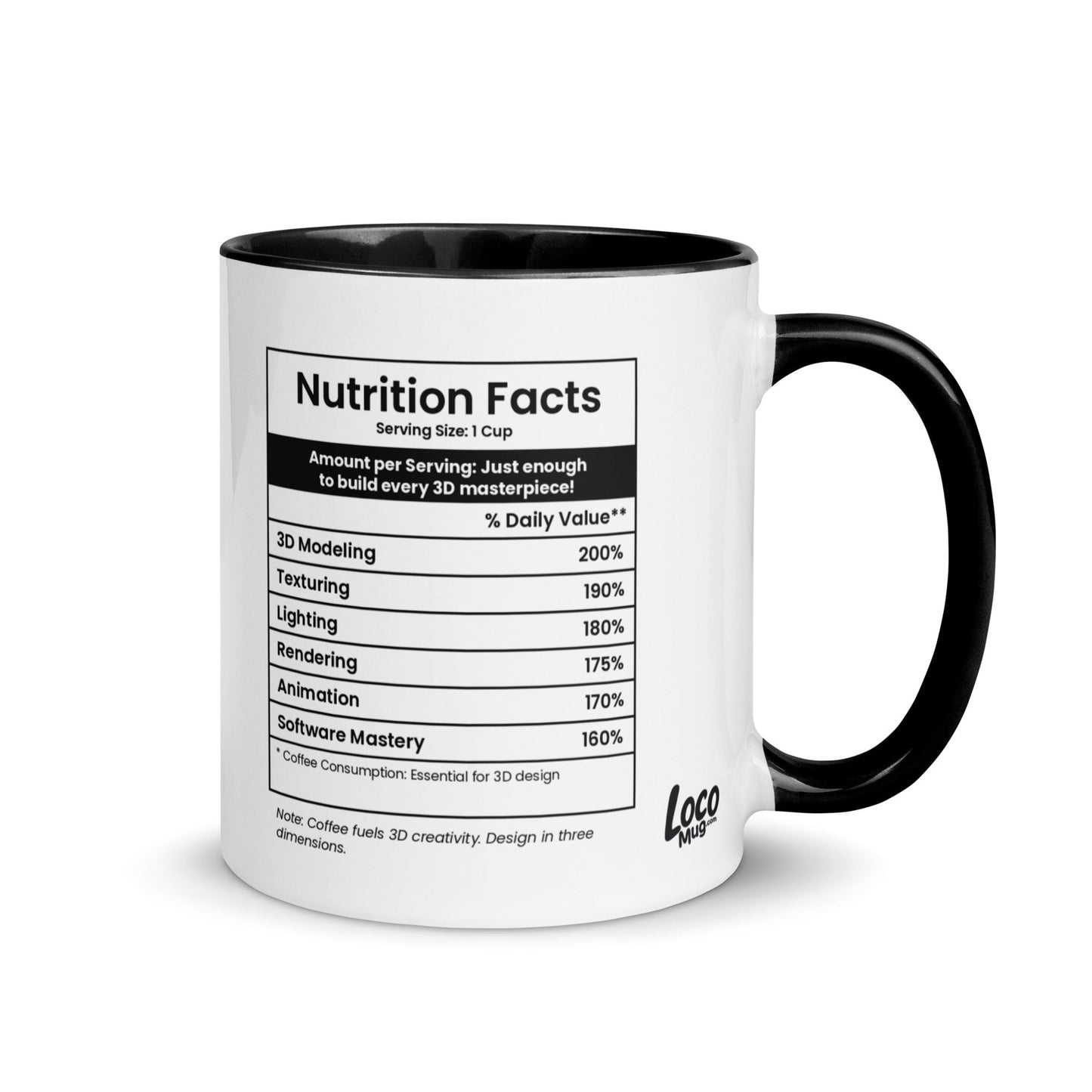 3D Designer Mug - Nutrition Facts - Locomug.com#funny_profession_mugs_crazy_mug _designs#