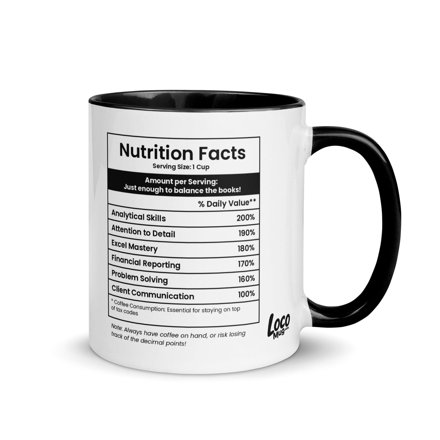 Accountant Mug - Nutrition Facts - Locomug.com#funny_profession_mugs_crazy_mug _designs#