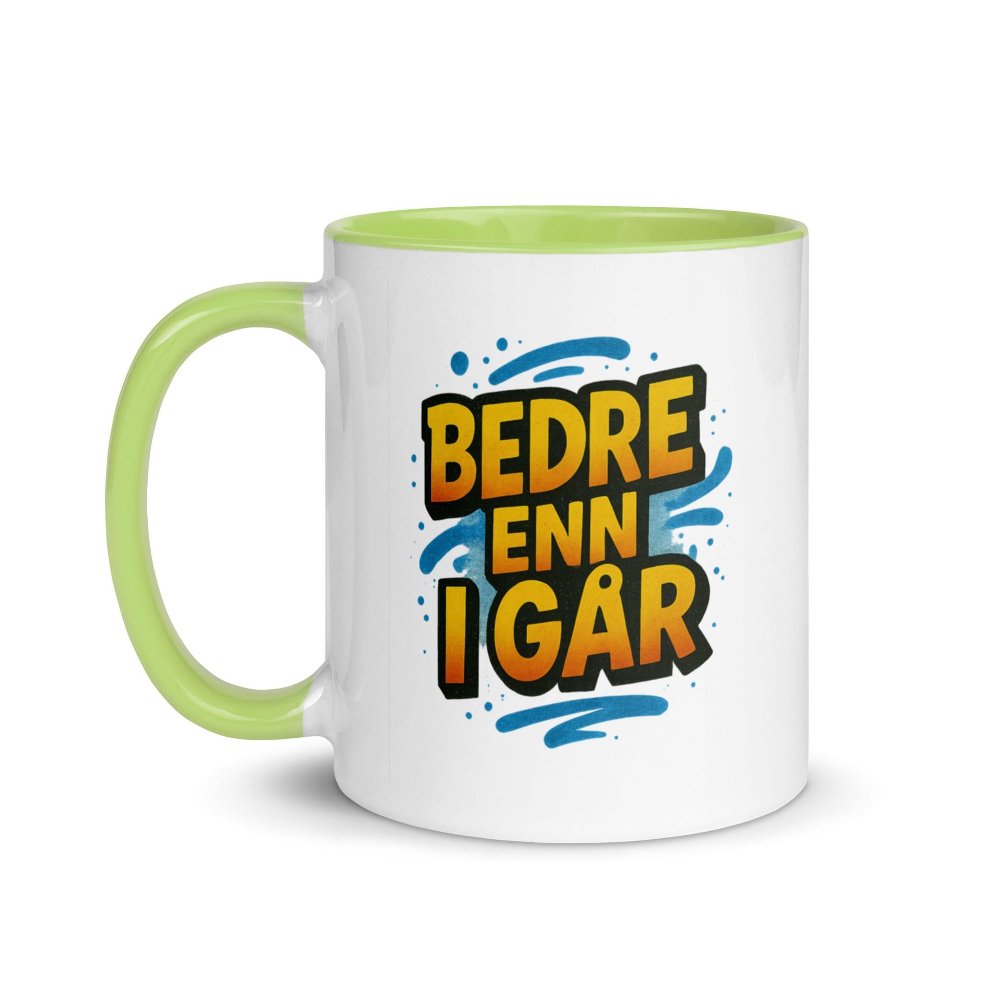 “Bedre enn i går” Mug with Color Inside– Norwegian Calm, Daily Power - Locomug.com#funny_profession_mugs_crazy_mug _designs#