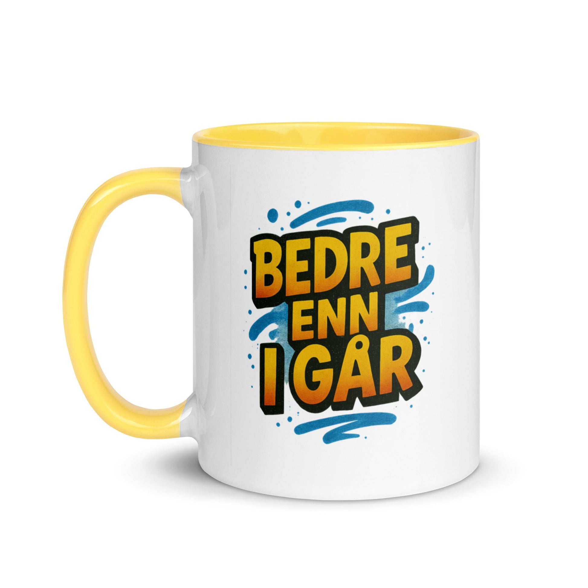 “Bedre enn i går” Mug with Color Inside– Norwegian Calm, Daily Power - Locomug.com#funny_profession_mugs_crazy_mug _designs#