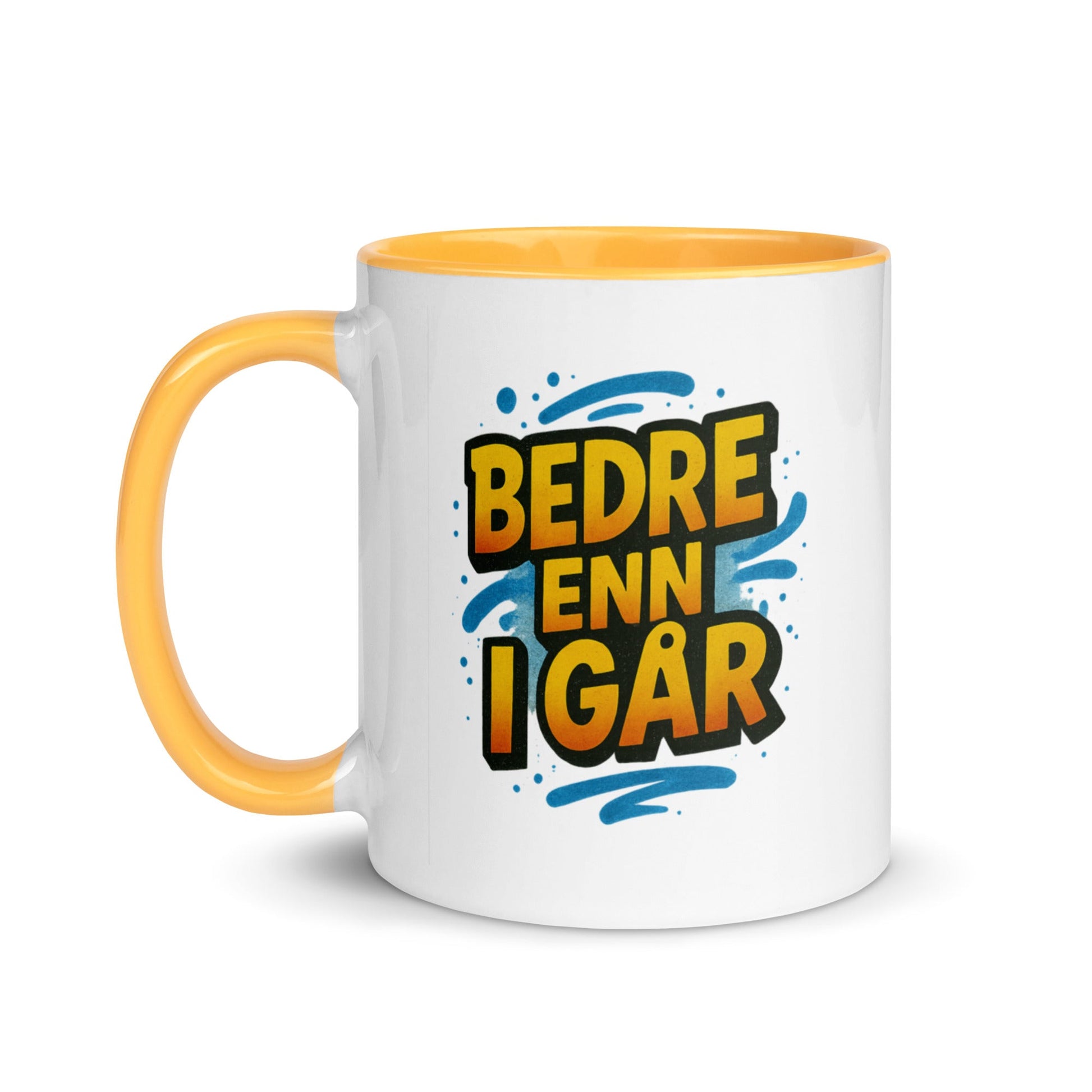 “Bedre enn i går” Mug with Color Inside– Norwegian Calm, Daily Power - Locomug.com#funny_profession_mugs_crazy_mug _designs#