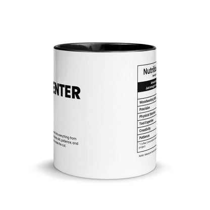 Carpenter Mug Nutrition Facts - Cabinetmaker Joinery Gift - LocoMug