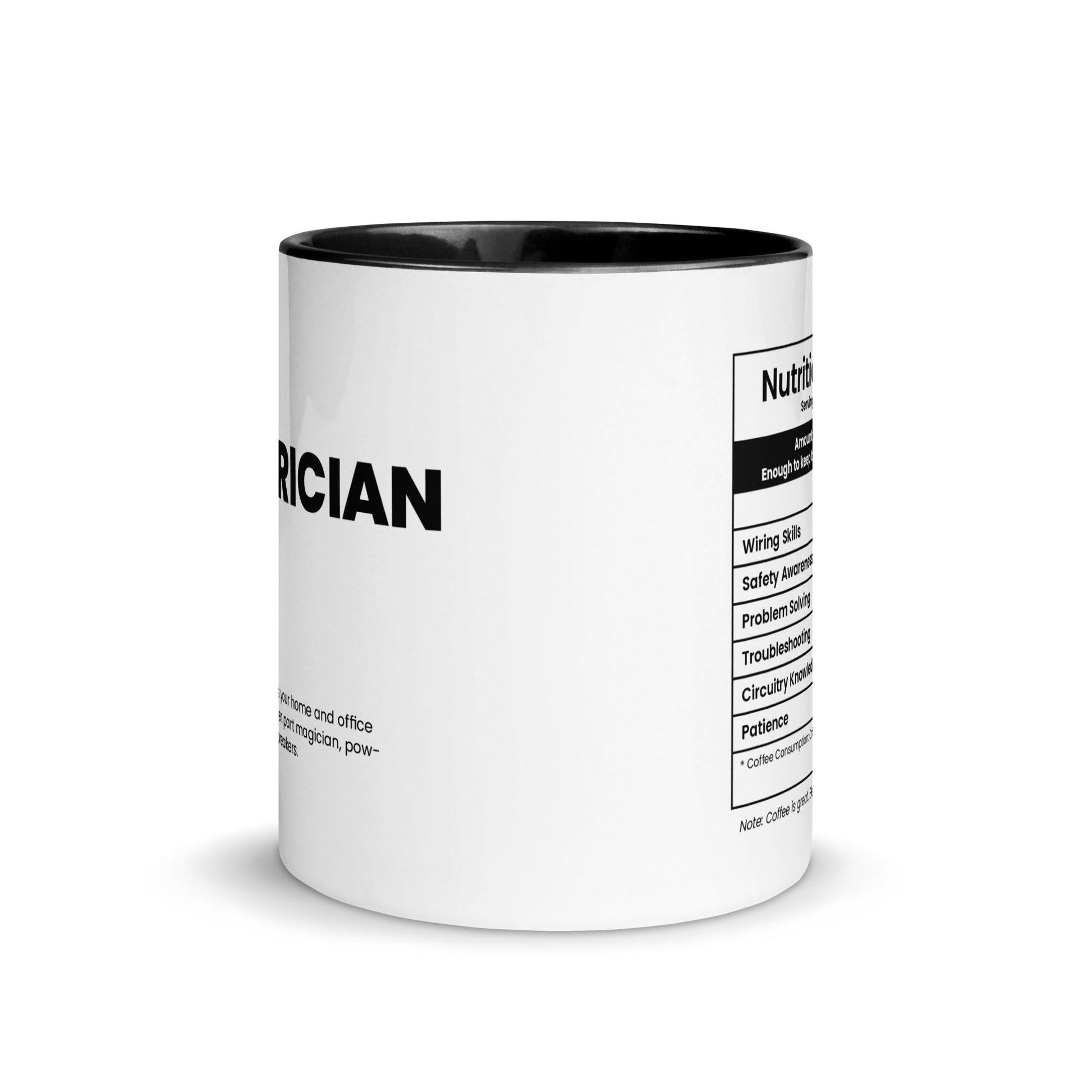 Electrician Mug - Nutrition Facts - Locomug.com#funny_profession_mugs_crazy_mug _designs#