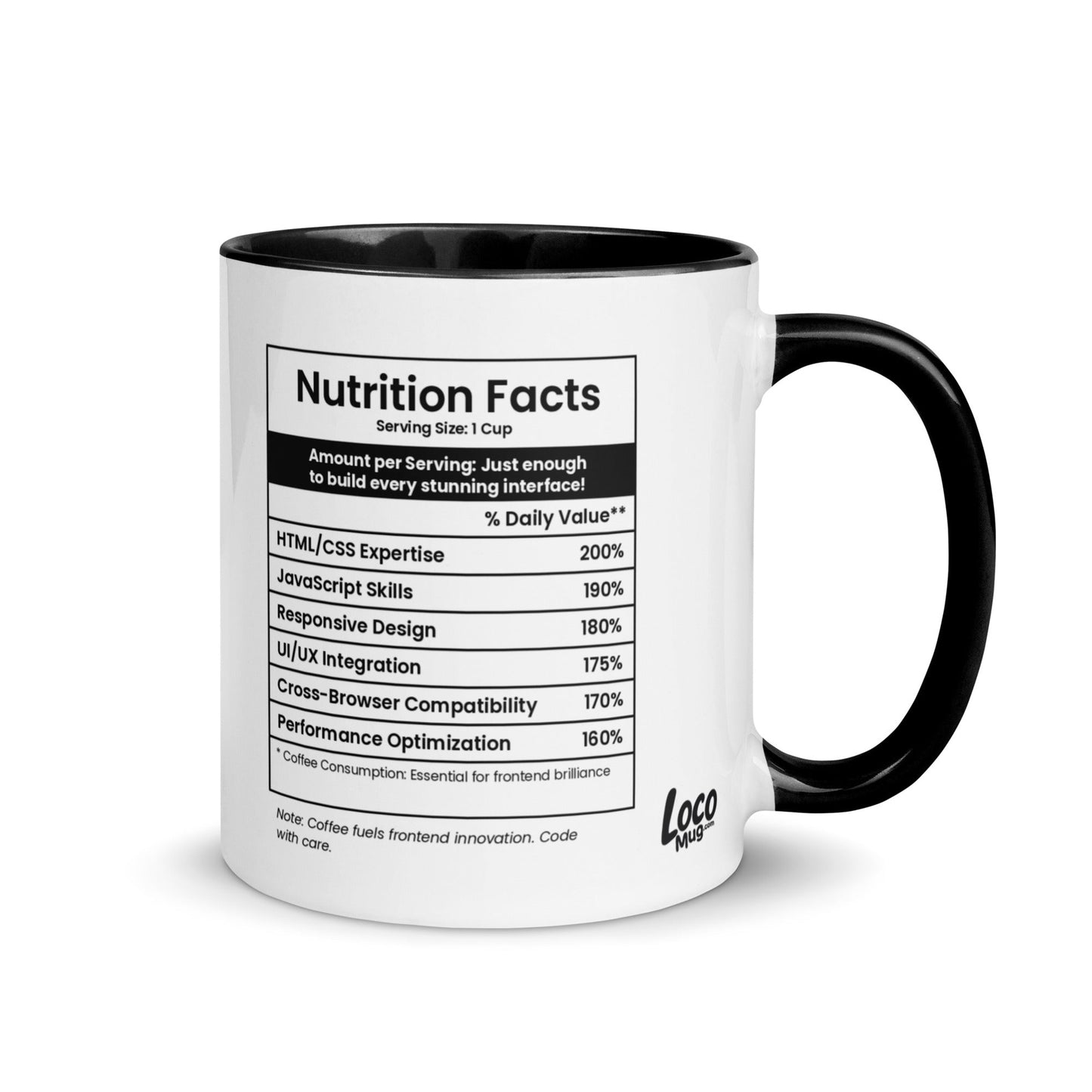 Frontend Developer Mug - Nutrition Facts - Locomug.com#funny_profession_mugs_crazy_mug _designs#