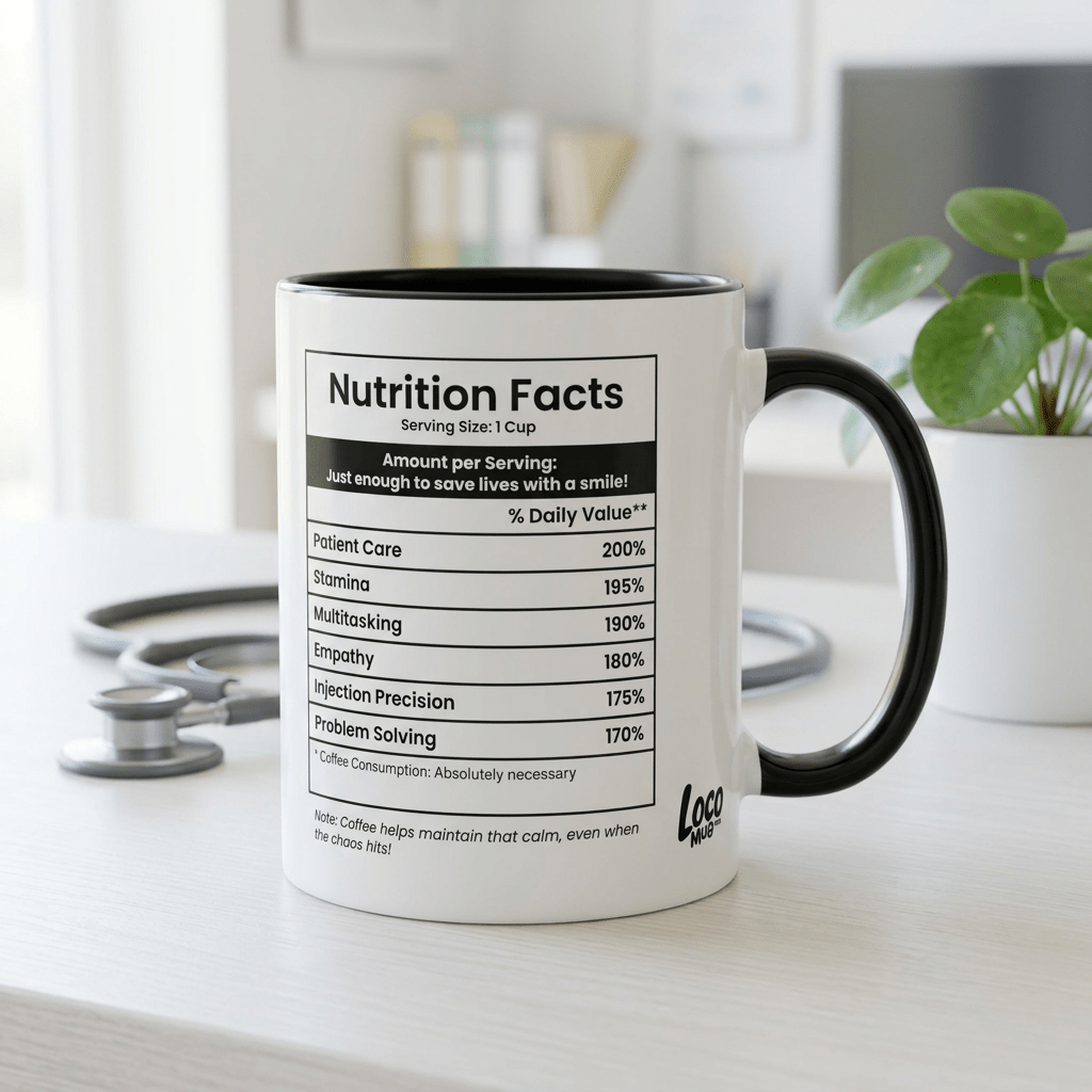 Funny Nurse Gift Mug | Nutrition Facts Coffee Mug | Nurses Week Gift | Nursing Gift - Locomug.comfunny_profession_mugs_crazy_mug _designs