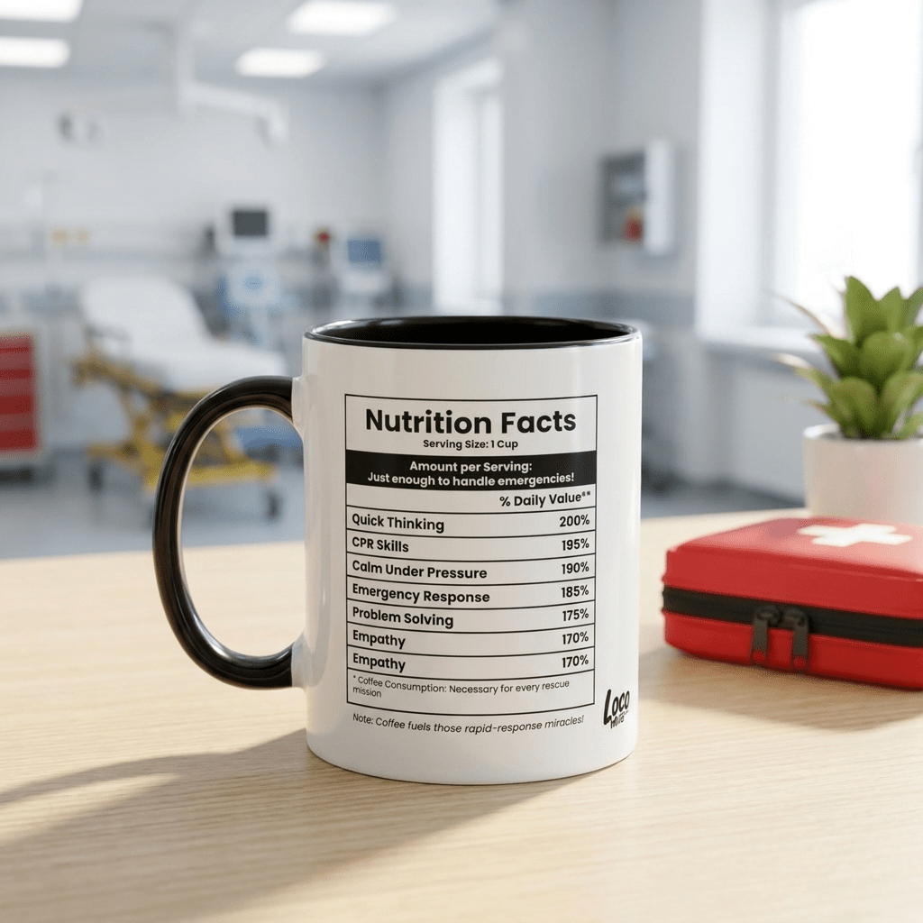Funny Paramedic Gift Mug | Nutrition Facts Coffee Mug | EMS Week Gift - Locomug.comfunny_profession_mugs_crazy_mug _designs
