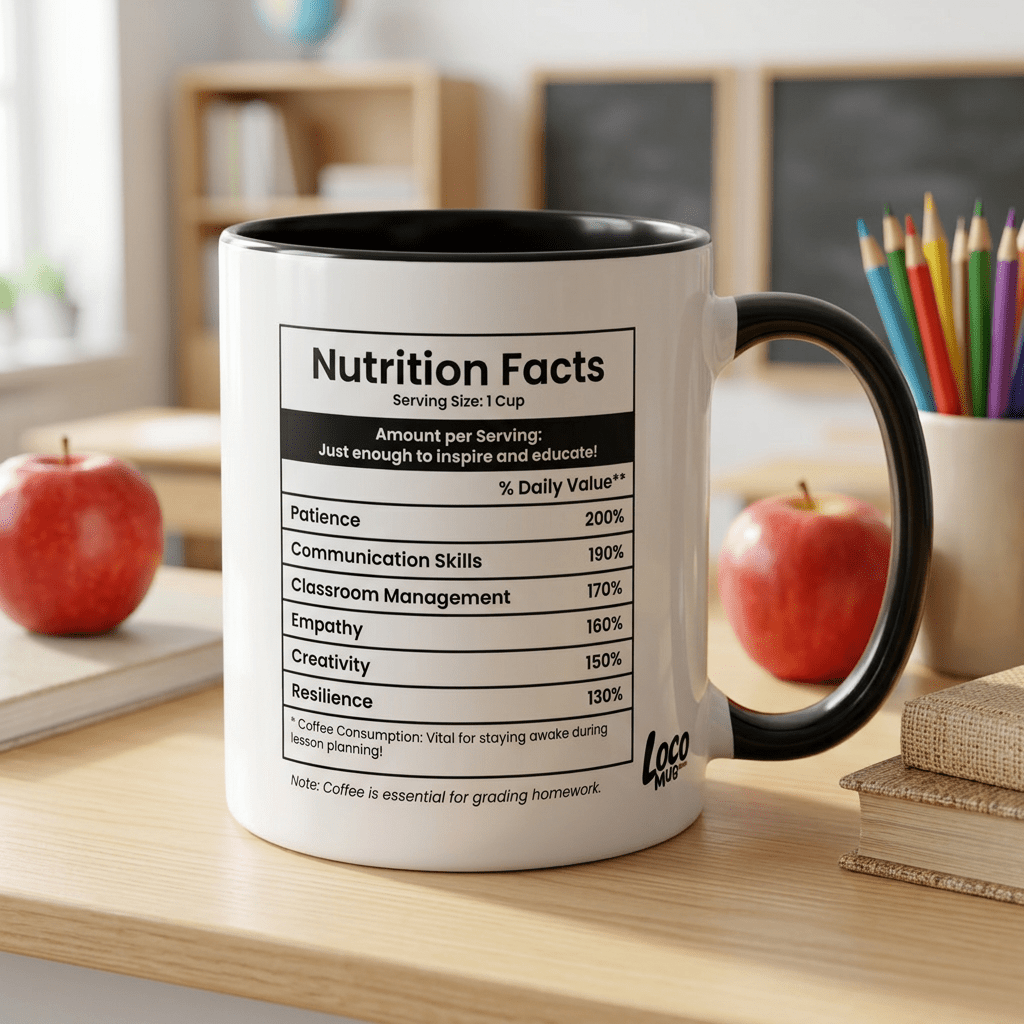 Funny Teacher Gift Mug | Nutrition Facts Coffee Mug | Teacher Appreciation Gift - Locomug.comfunny_profession_mugs_crazy_mug _designs