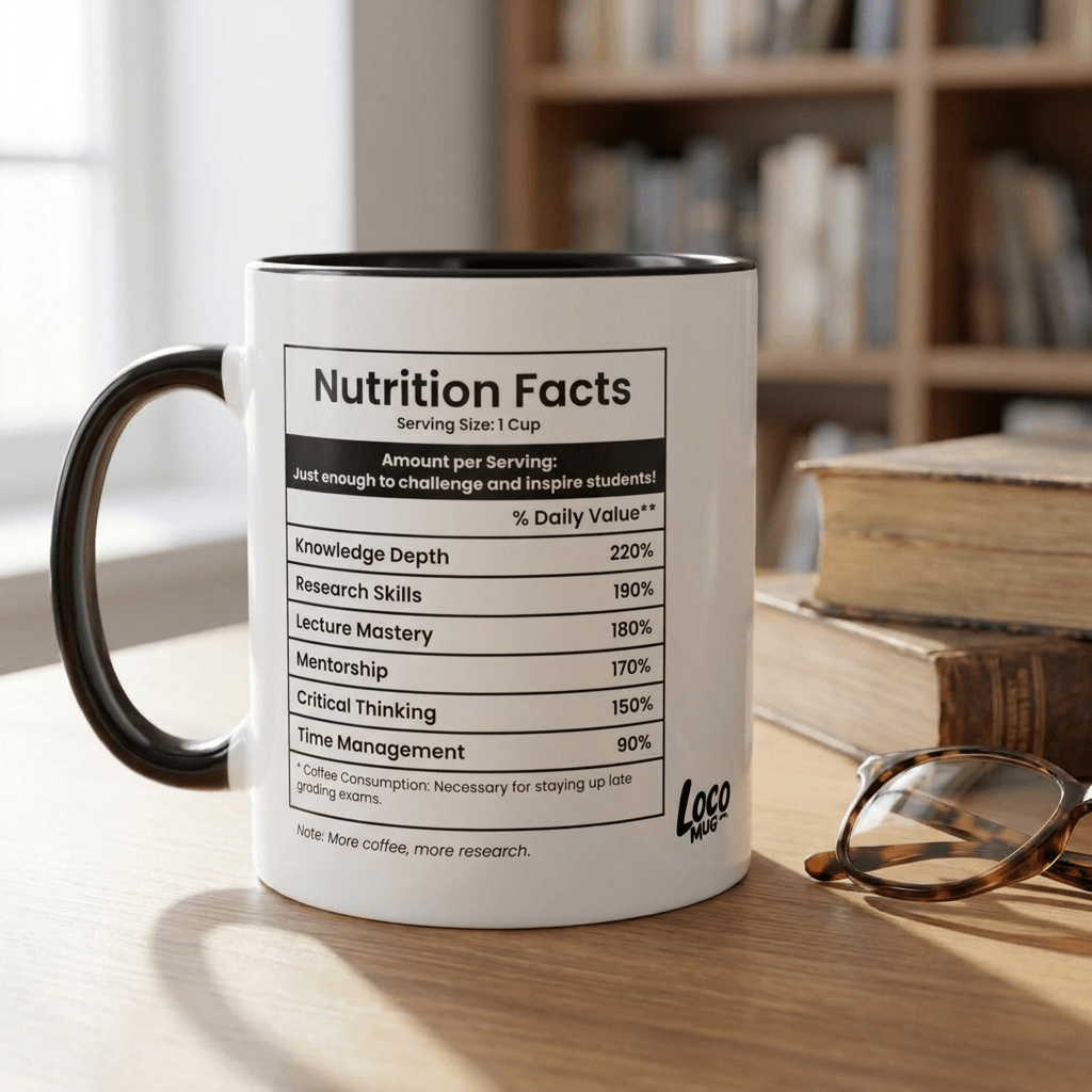 Funny University Professor Gift Mug | Nutrition Facts Coffee Mug | Tenure Celebration Gift - Locomug.comfunny_profession_mugs_crazy_mug _designs