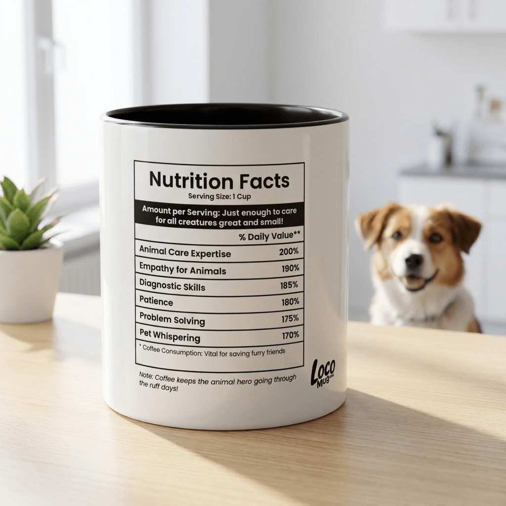 Funny Veterinarian Gift Mug | Nutrition Facts Coffee Mug | Vet School Graduation Gift - Locomug.comfunny_profession_mugs_crazy_mug _designs