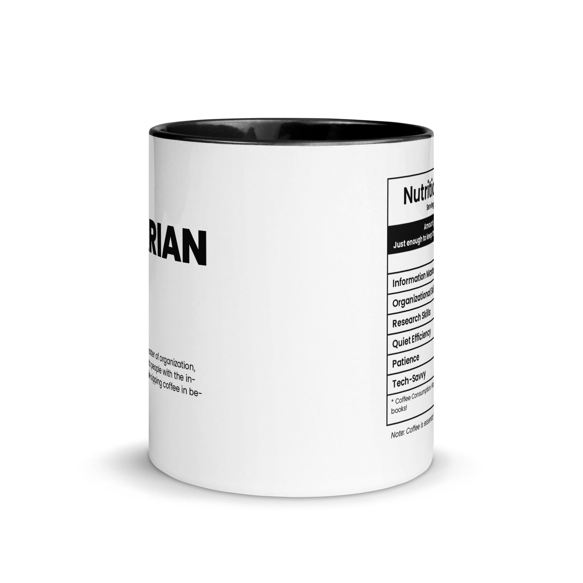 Librarian Mug - Nutrition Facts - Locomug.com#funny_profession_mugs_crazy_mug _designs#