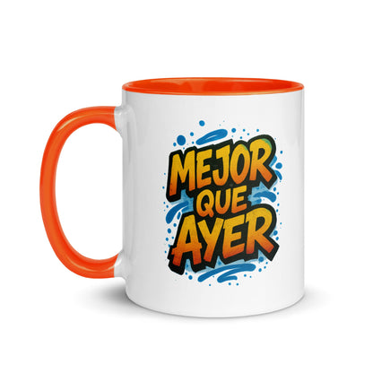“Mejor que Ayer” Mug with Color Inside – Spanish - Locomug.com#funny_profession_mugs_crazy_mug _designs#