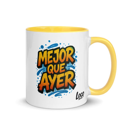 “Mejor que Ayer” Mug with Color Inside – Spanish - Locomug.com#funny_profession_mugs_crazy_mug _designs#