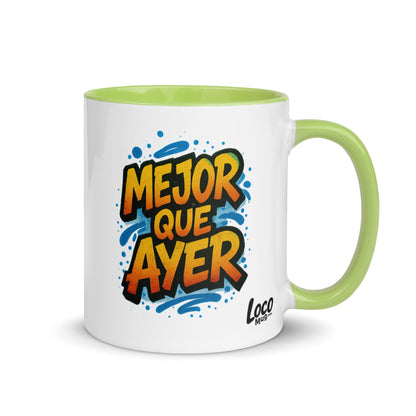 “Mejor que Ayer” Mug with Color Inside – Spanish - Locomug.com#funny_profession_mugs_crazy_mug _designs#