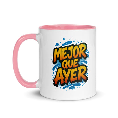 “Mejor que Ayer” Mug with Color Inside – Spanish - Locomug.com#funny_profession_mugs_crazy_mug _designs#