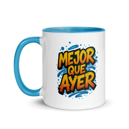 “Mejor que Ayer” Mug with Color Inside – Spanish - Locomug.com#funny_profession_mugs_crazy_mug _designs#