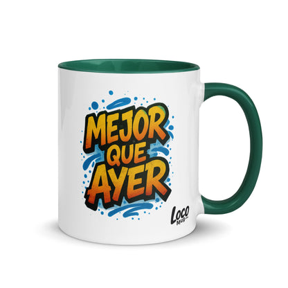 “Mejor que Ayer” Mug with Color Inside – Spanish - Locomug.com#funny_profession_mugs_crazy_mug _designs#