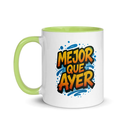 “Mejor que Ayer” Mug with Color Inside – Spanish - Locomug.com#funny_profession_mugs_crazy_mug _designs#