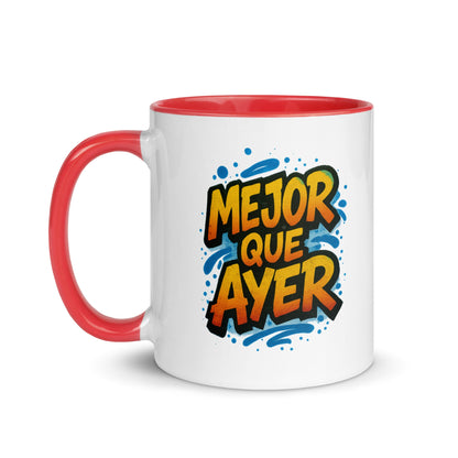 “Mejor que Ayer” Mug with Color Inside – Spanish - Locomug.com#funny_profession_mugs_crazy_mug _designs#
