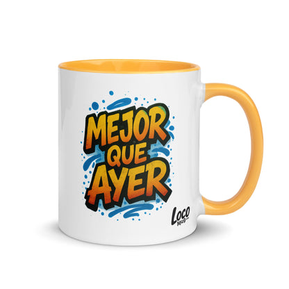 “Mejor que Ayer” Mug with Color Inside – Spanish - Locomug.com#funny_profession_mugs_crazy_mug _designs#