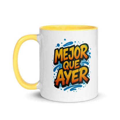 “Mejor que Ayer” Mug with Color Inside – Spanish - Locomug.com#funny_profession_mugs_crazy_mug _designs#