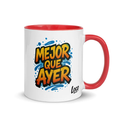 “Mejor que Ayer” Mug with Color Inside – Spanish - Locomug.com#funny_profession_mugs_crazy_mug _designs#