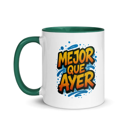 “Mejor que Ayer” Mug with Color Inside – Spanish - Locomug.com#funny_profession_mugs_crazy_mug _designs#