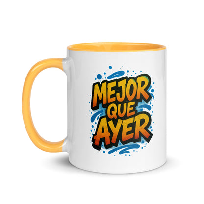 “Mejor que Ayer” Mug with Color Inside – Spanish - Locomug.com#funny_profession_mugs_crazy_mug _designs#