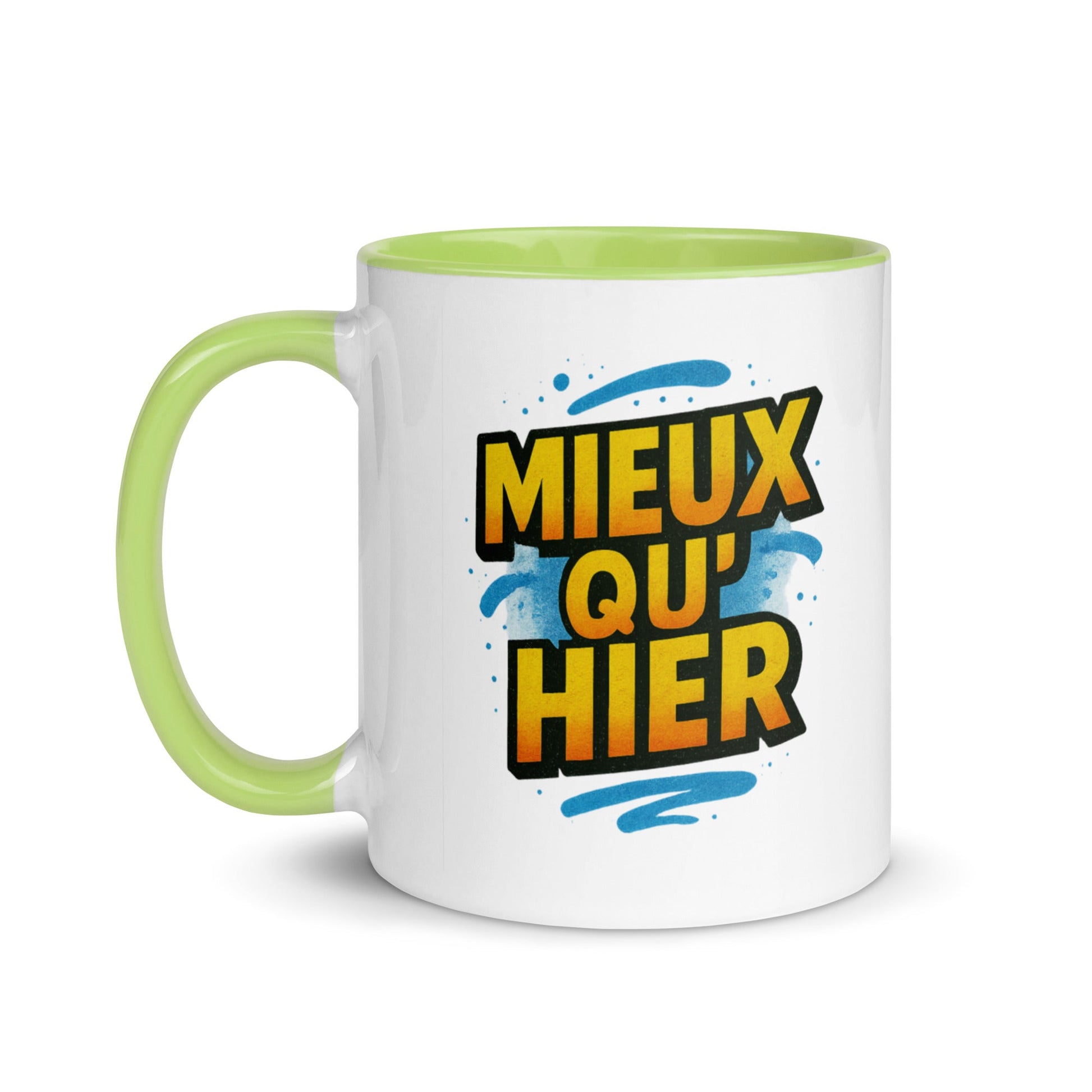 “Mieux qu’hier” Mug with Color Inside – French Elegance Meets Daily Growth - Locomug.com#funny_profession_mugs_crazy_mug _designs#