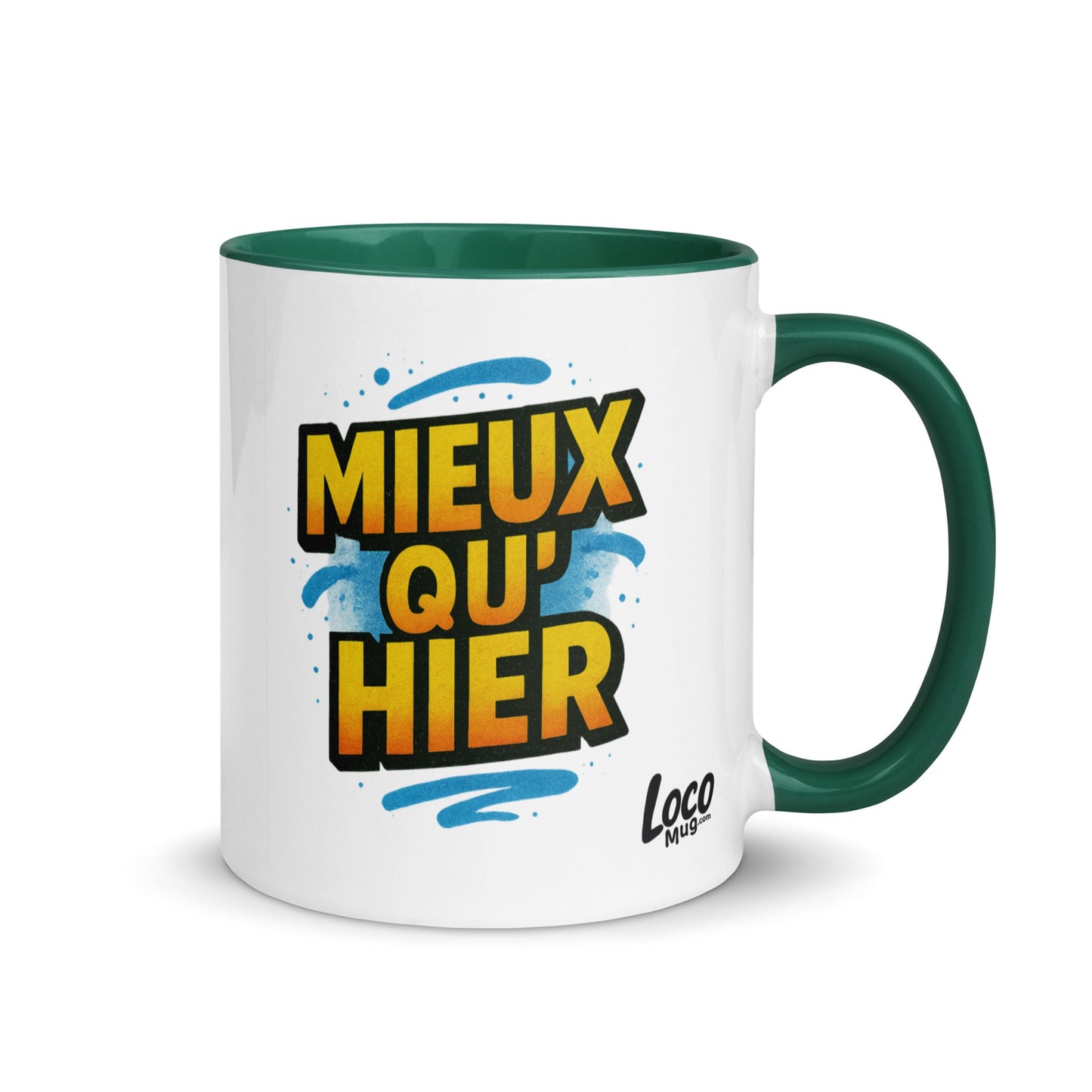 “Mieux qu’hier” Mug with Color Inside – French Elegance Meets Daily Growth - Locomug.com#funny_profession_mugs_crazy_mug _designs#
