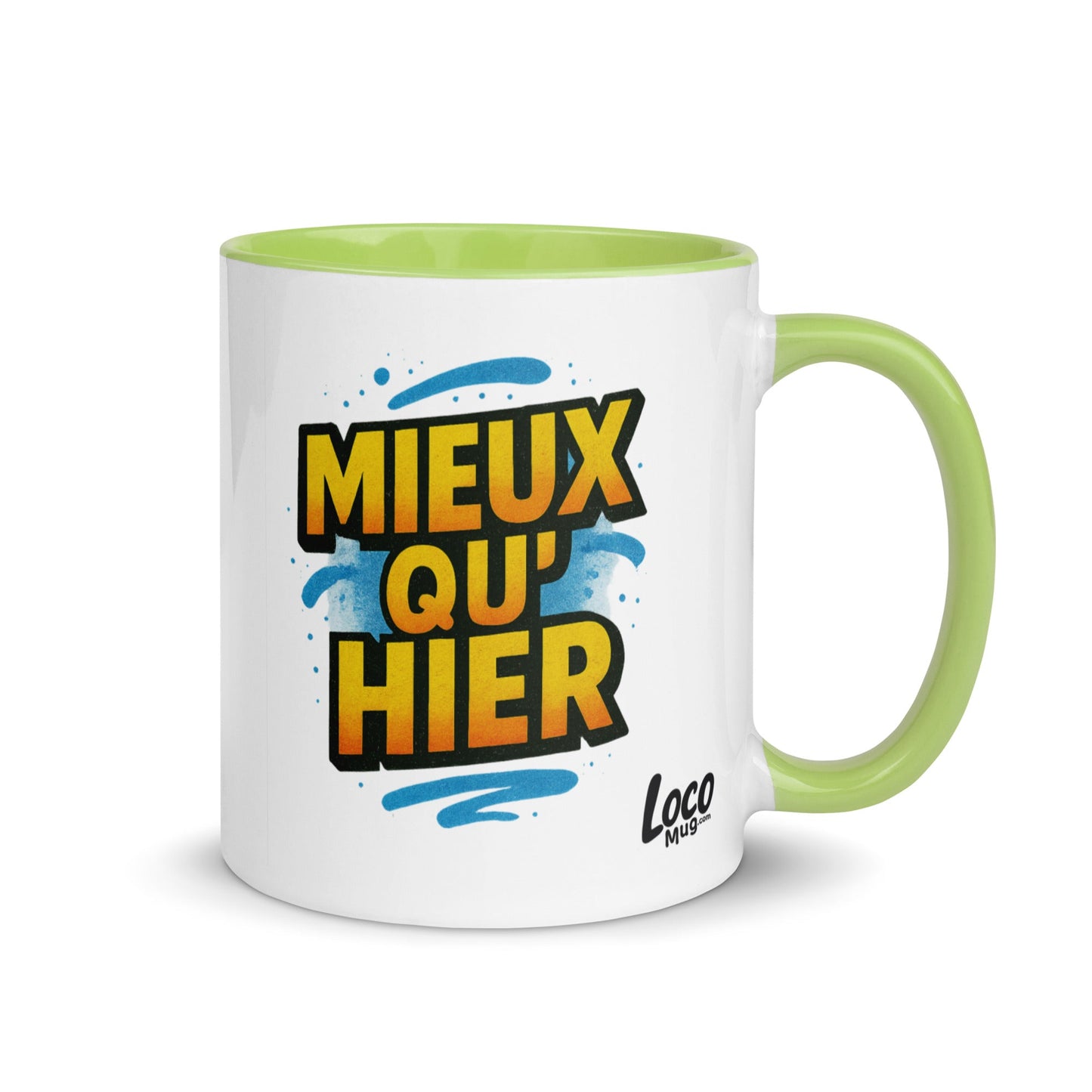 “Mieux qu’hier” Mug with Color Inside – French Elegance Meets Daily Growth - Locomug.com#funny_profession_mugs_crazy_mug _designs#