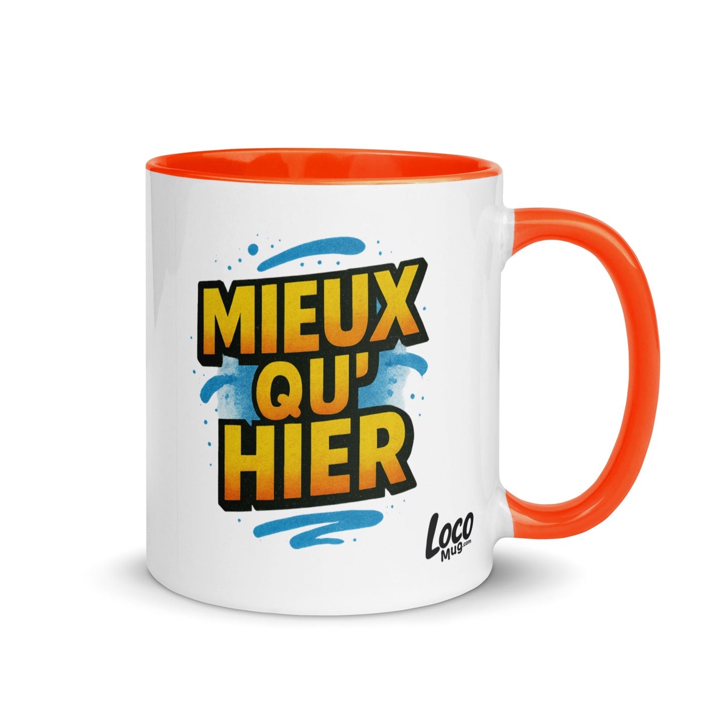 “Mieux qu’hier” Mug with Color Inside – French Elegance Meets Daily Growth - Locomug.com#funny_profession_mugs_crazy_mug _designs#