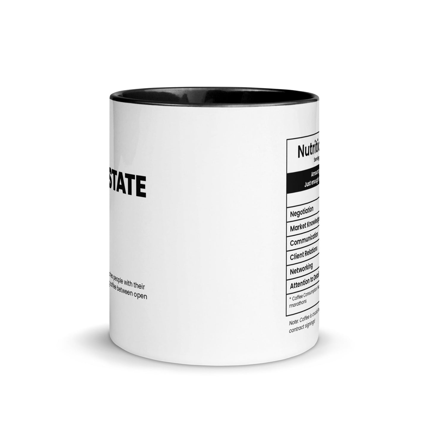 Real Estate Agent Mug - Nutrition Facts - Locomug.com#funny_profession_mugs_crazy_mug _designs#