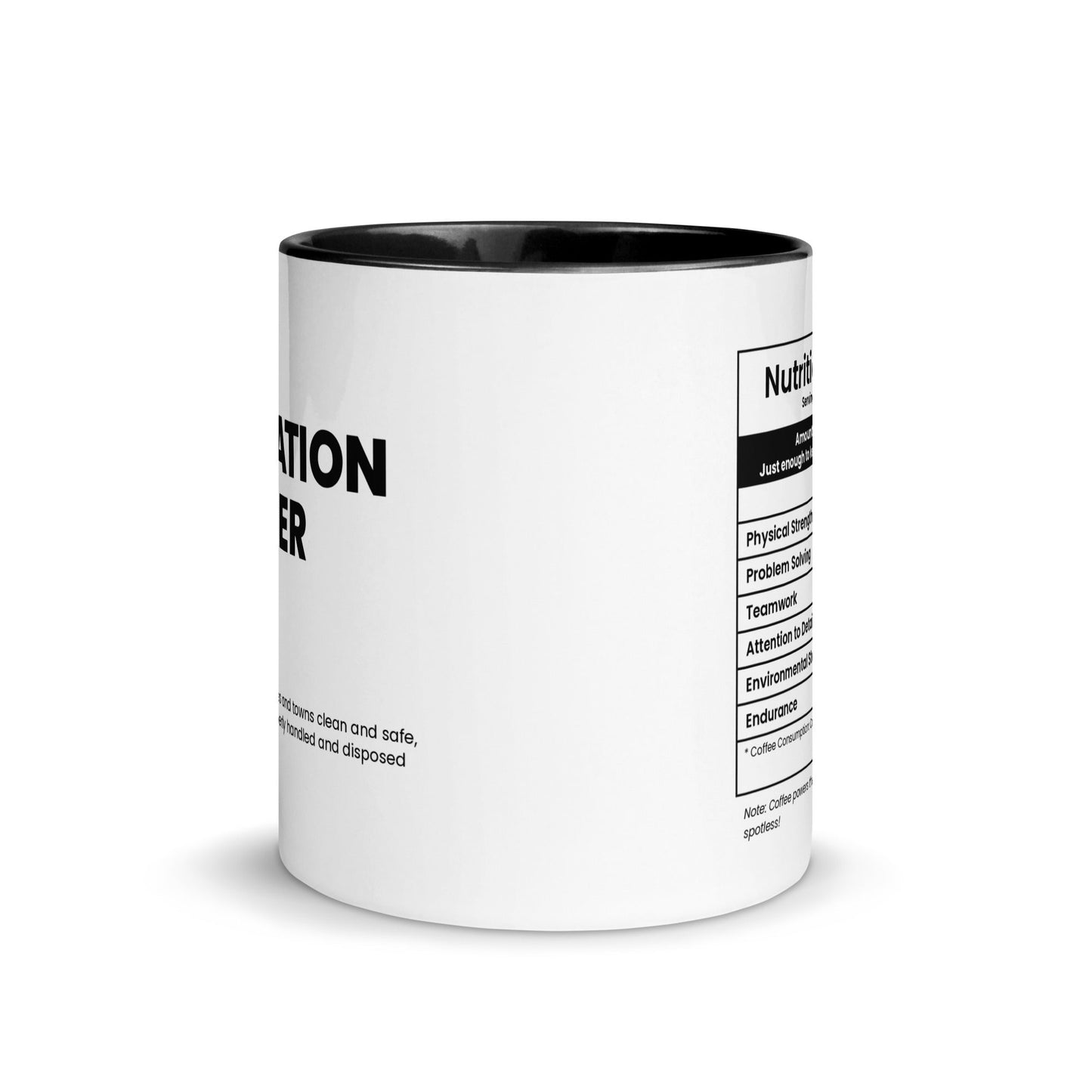 Sanitation Worker Mug - Nutrition Facts - Locomug.com#funny_profession_mugs_crazy_mug _designs#